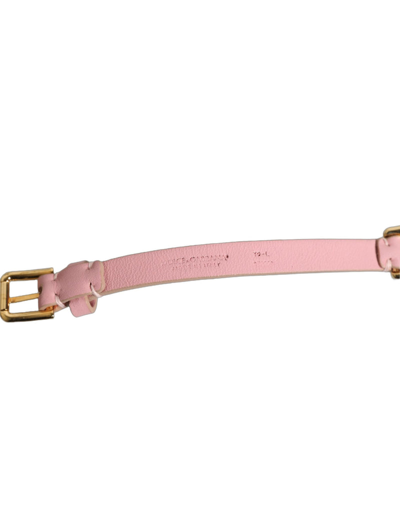 Cinto de couro rosa adornado com corrente de cristais Dolce & Gabbana