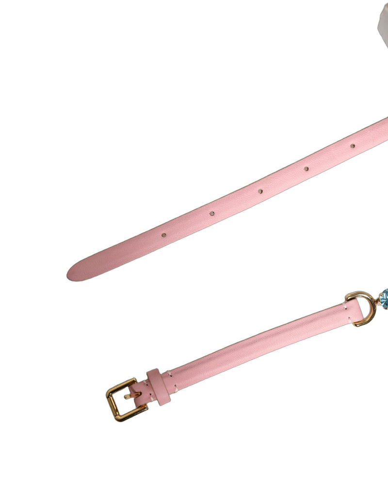 Cinto de couro rosa adornado com corrente de cristais Dolce & Gabbana