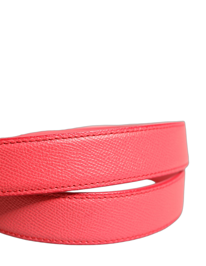 Cinto de couro de cordeiro rosa Dolce & Gabbana com fivela de metal prateado