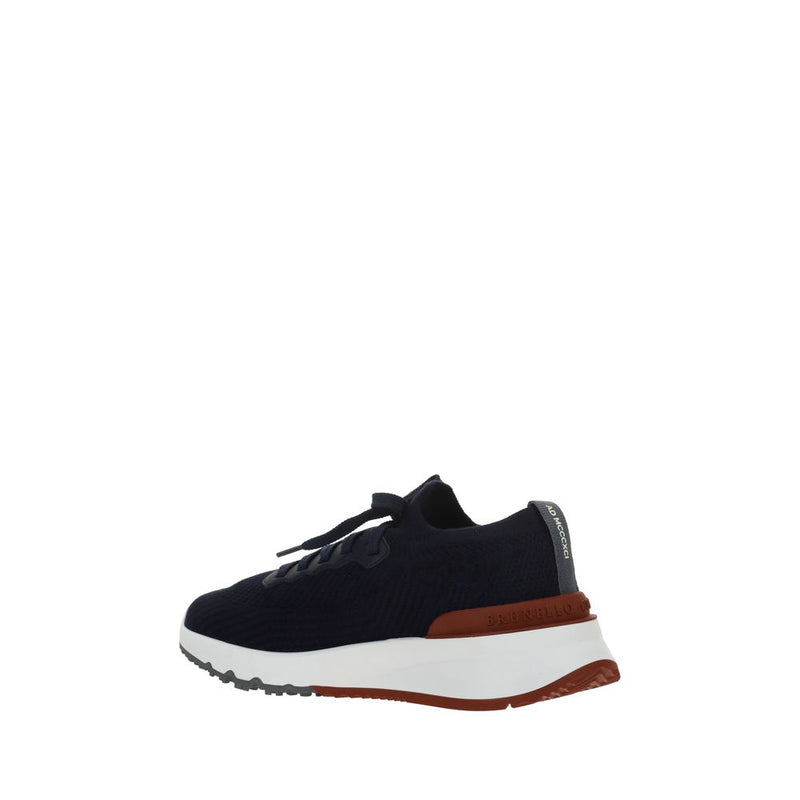 Brunello Cucinelli Blue Cotton Low Top Sneakers
