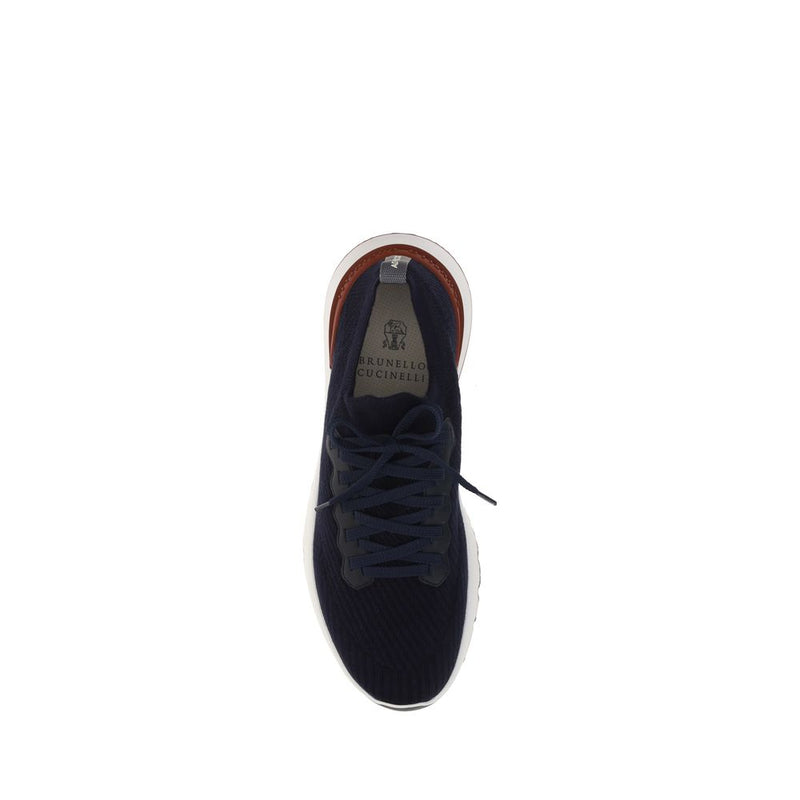 Brunello Cucinelli Blue Cotton Low Top Sneakers