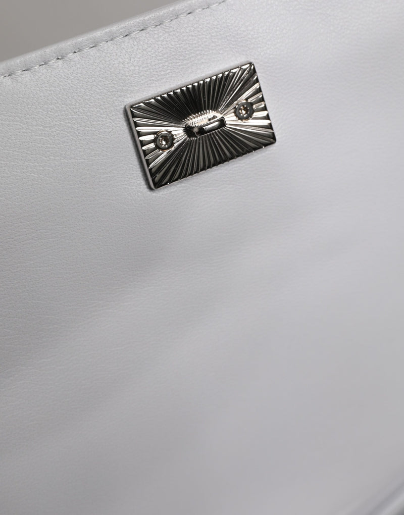 Bolso bandolera blanco con placa del logotipo Dolce & Gabbana para mujer