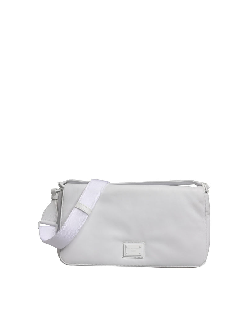 Bolso bandolera blanco con placa del logotipo Dolce & Gabbana para mujer