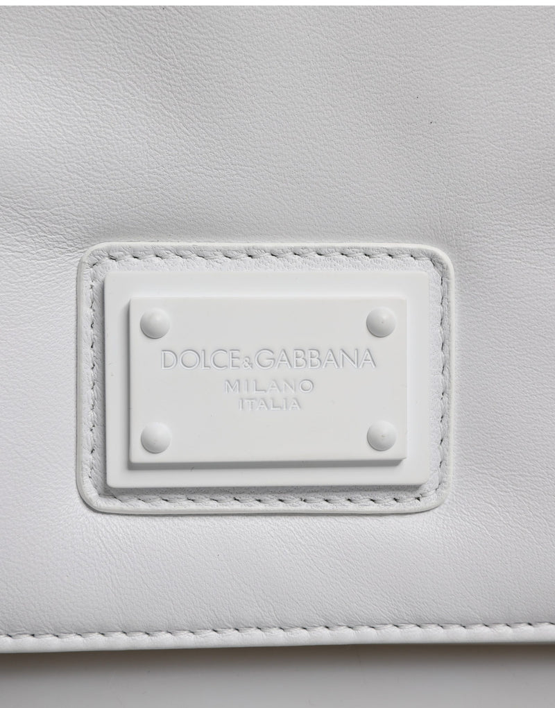 Bolso bandolera blanco con placa del logotipo Dolce & Gabbana para mujer