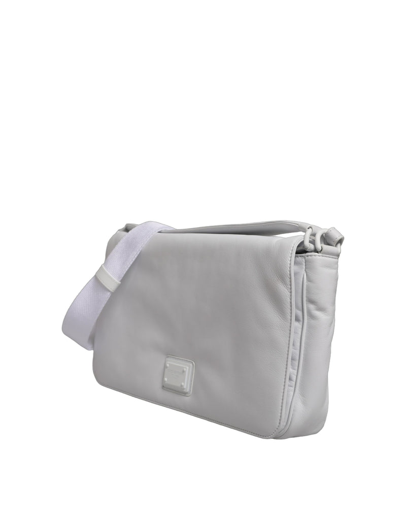 Bolso bandolera blanco con placa del logotipo Dolce & Gabbana para mujer