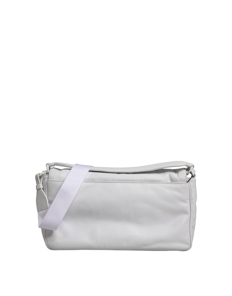 Bolso bandolera blanco con placa del logotipo Dolce & Gabbana para mujer