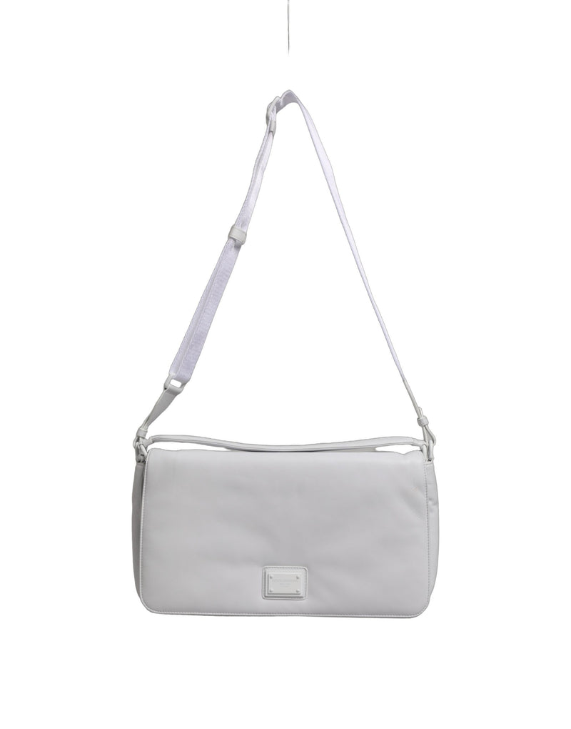 Bolso bandolera blanco con placa del logotipo Dolce & Gabbana para mujer