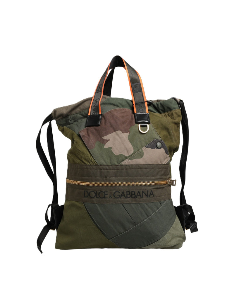 Mochila verde-militar Dolce & Gabbana com patchwork para homens