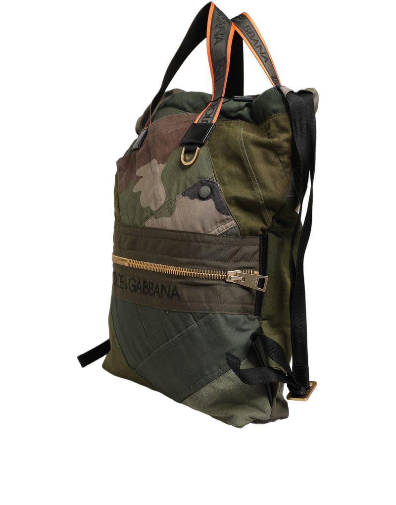 Mochila verde-militar Dolce & Gabbana com patchwork para homens