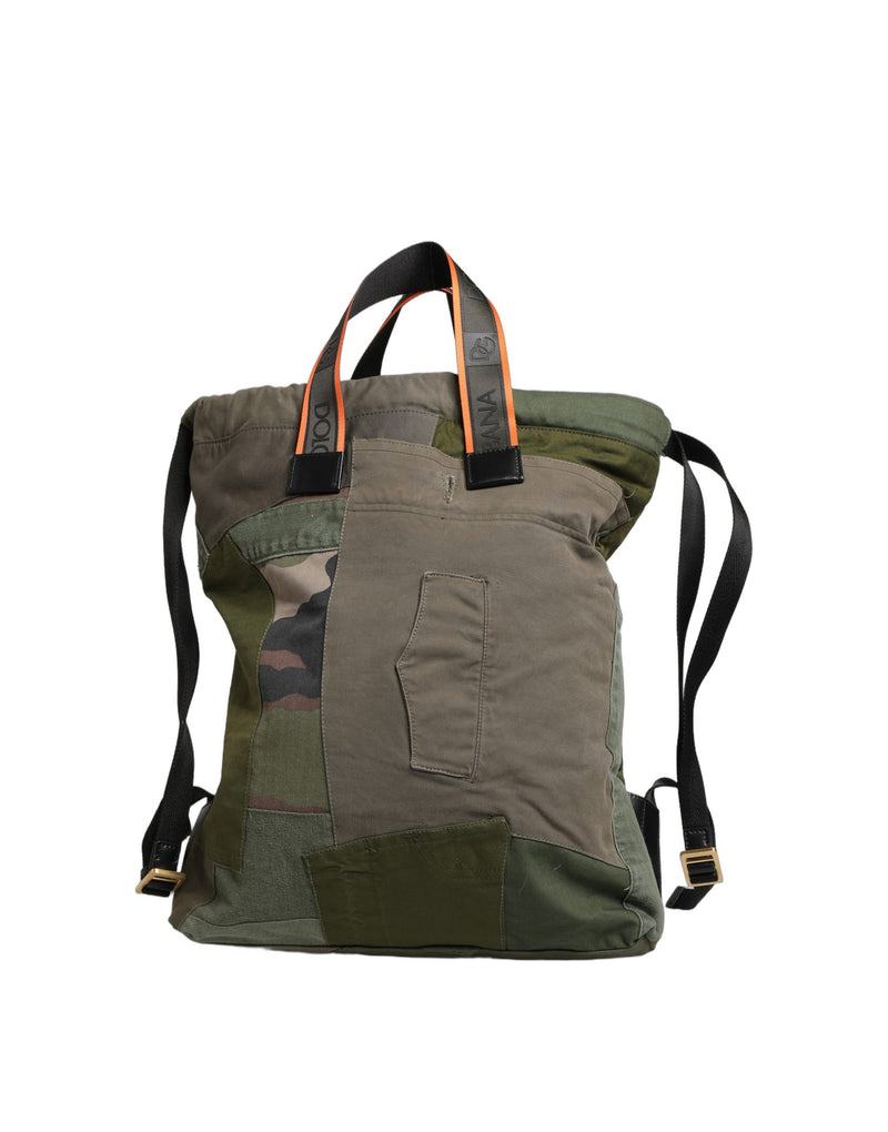 Mochila verde-militar Dolce & Gabbana com patchwork para homens