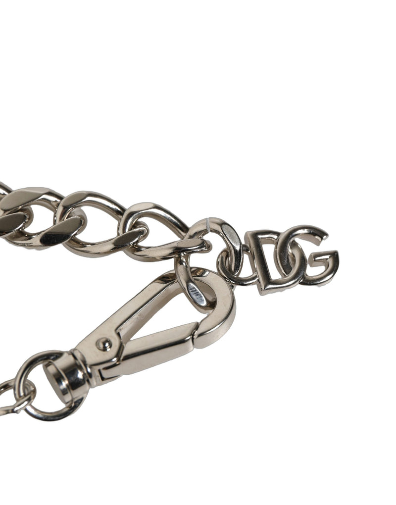 Bracelet Dolce & Gabbana en laiton argenté avec perles, coquillage et pendentif logo DG