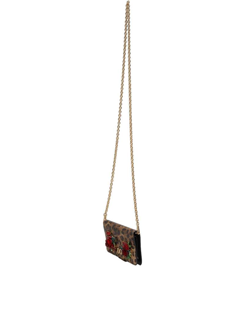 Capa flip de leopardo marrom com cristais para iPhone X - XS Dolce & Gabbana
