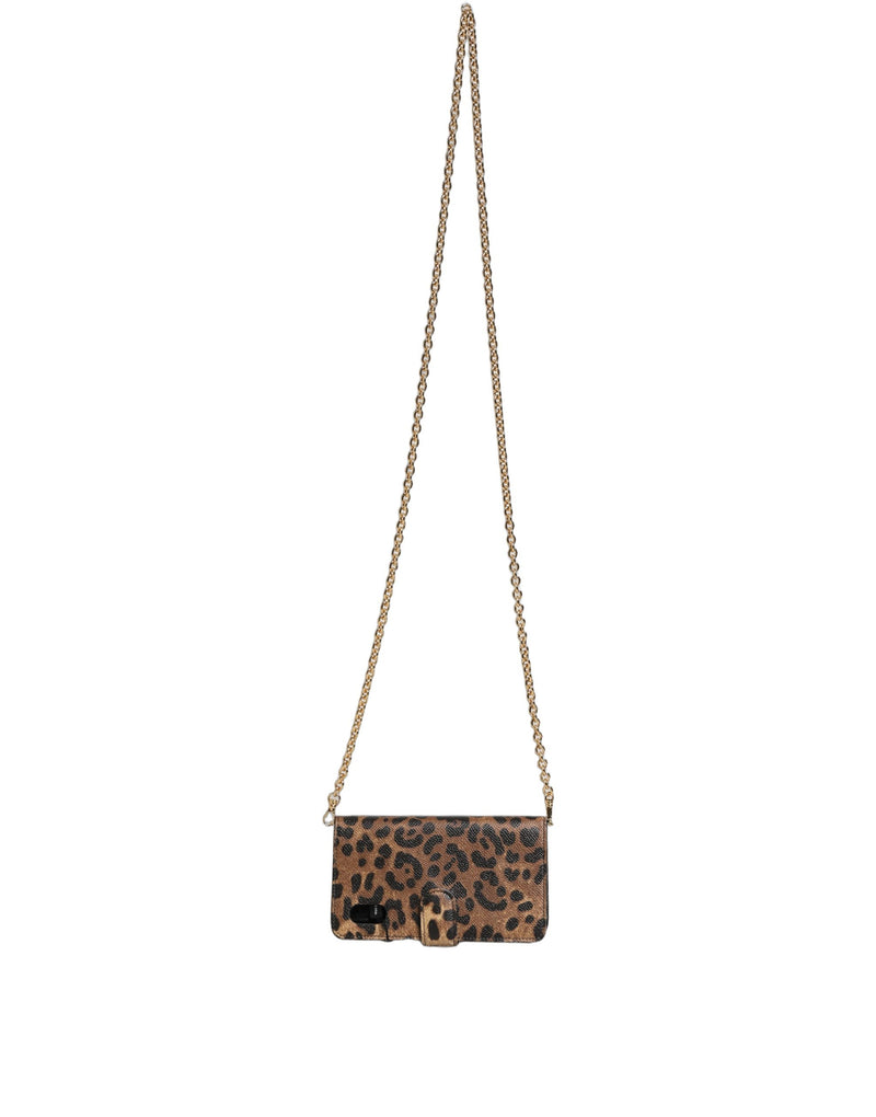 Capa flip de leopardo marrom com cristais para iPhone X - XS Dolce & Gabbana