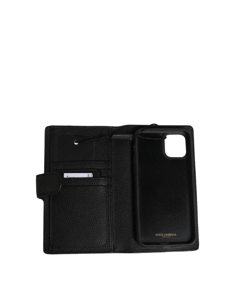 Capa flip preta de couro de bezerro para celular iPhone 11 PRO Dolce & Gabbana
