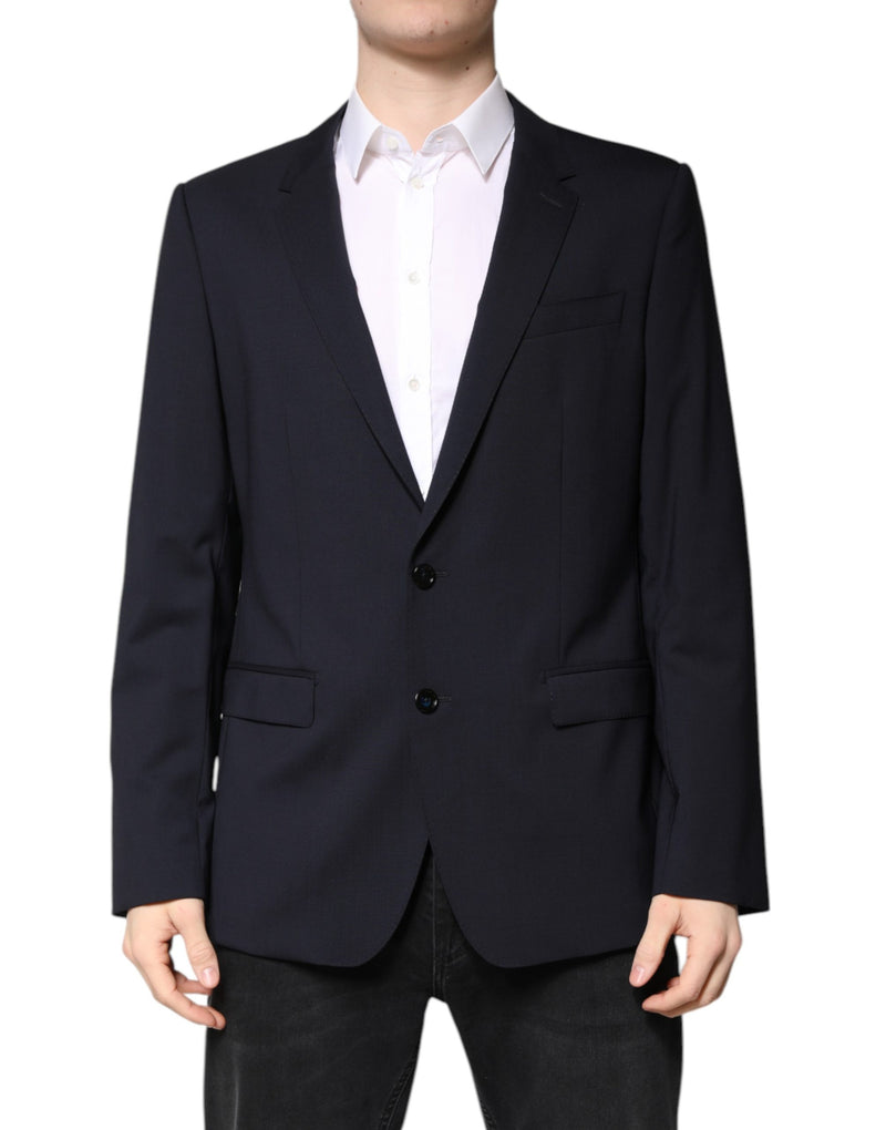 Blazer MARTINI Dolce & Gabbana bleu foncé en laine, coupe droite à simple boutonnage