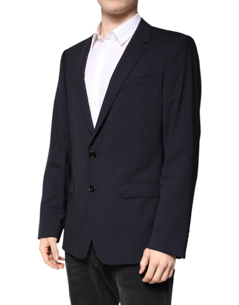 Blazer MARTINI Dolce & Gabbana bleu foncé en laine, coupe droite à simple boutonnage