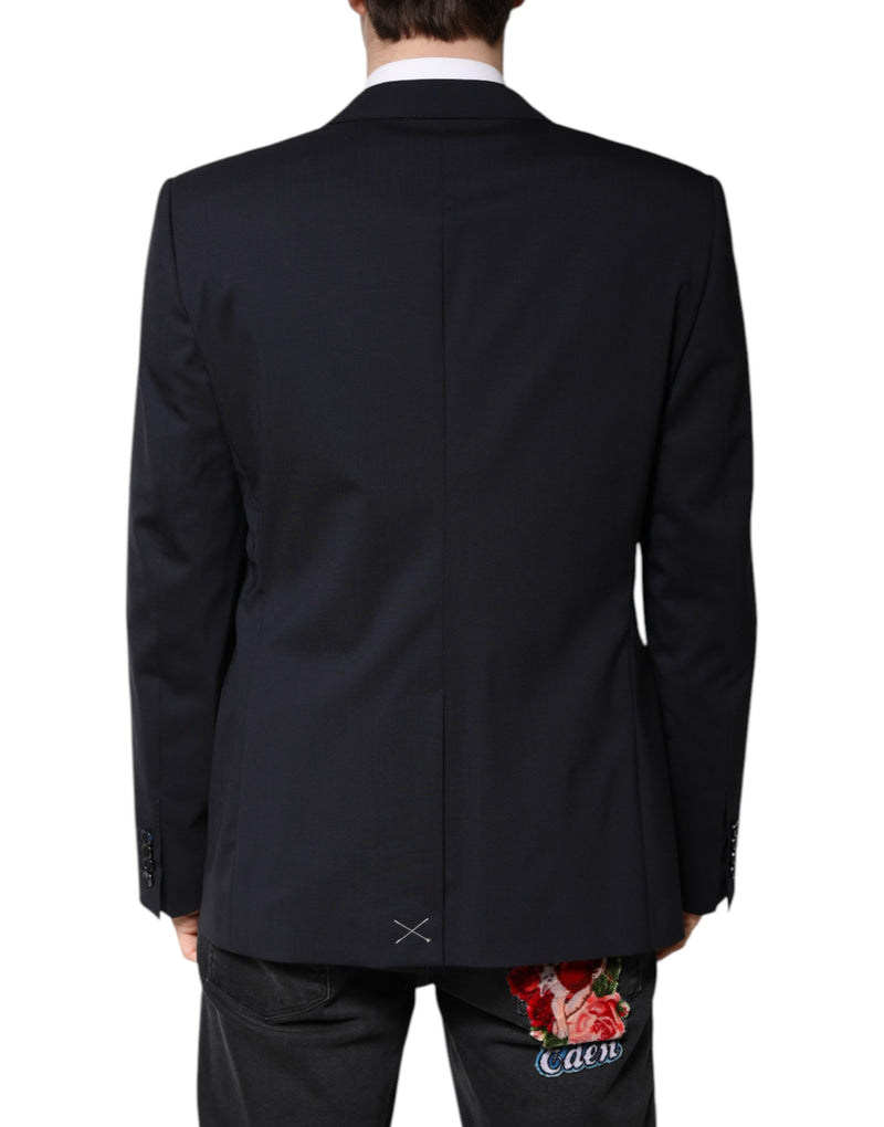 Blazer MARTINI Dolce & Gabbana bleu foncé en laine, coupe droite à simple boutonnage