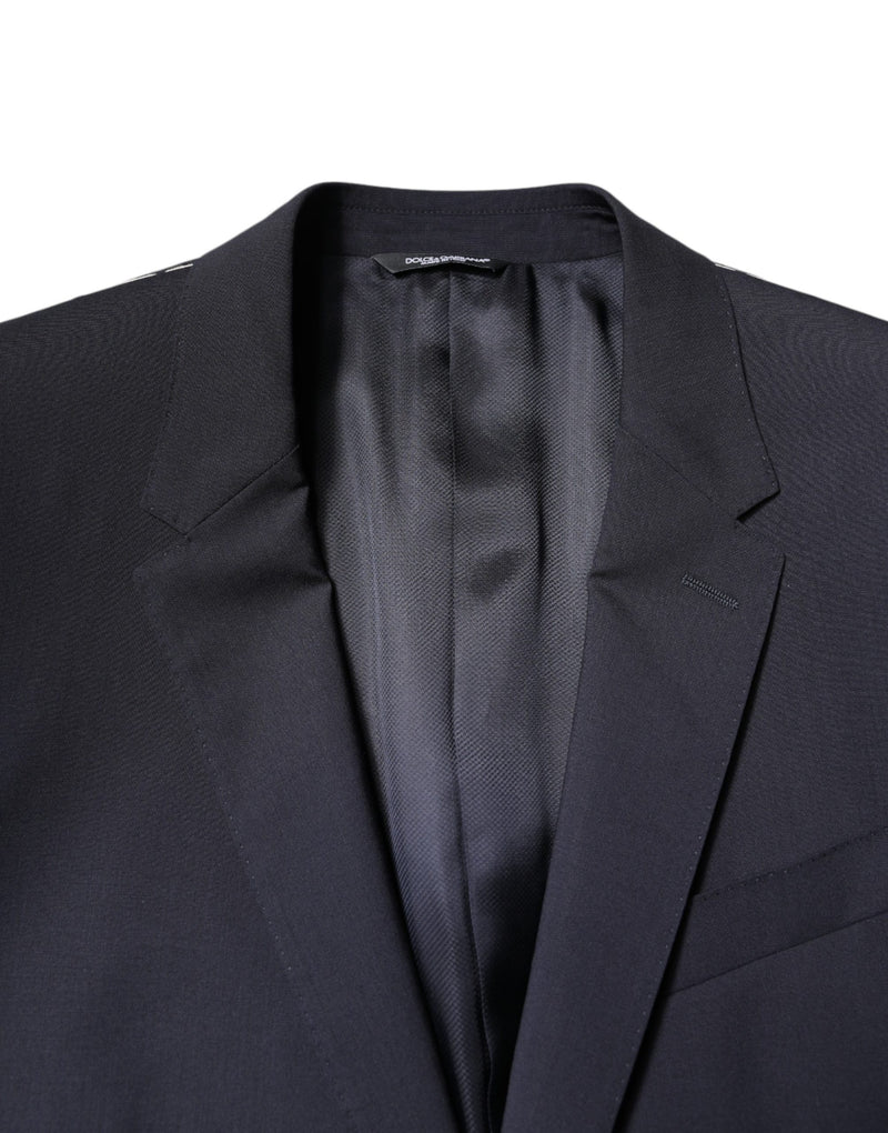 Blazer MARTINI Dolce & Gabbana bleu foncé en laine, coupe droite à simple boutonnage