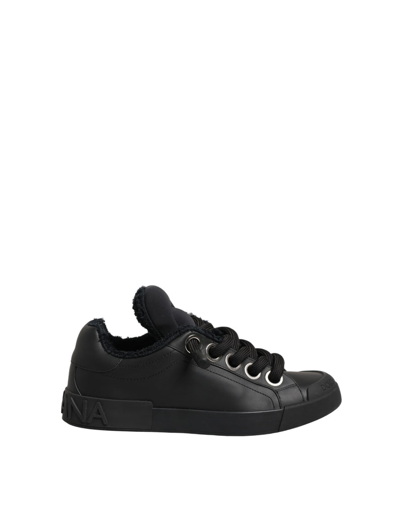 Sneakers basse Dolce & Gabbana Portofino in pelle nera