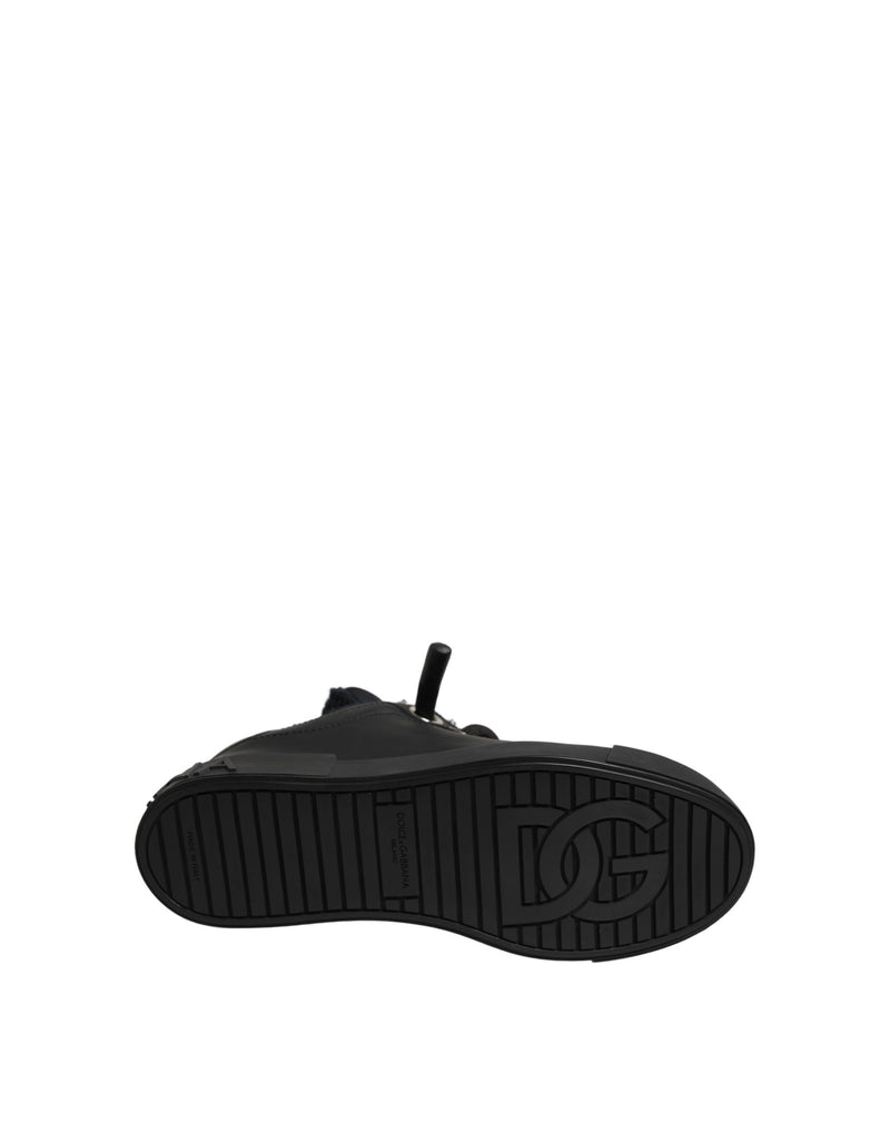 Sneakers basse Dolce & Gabbana Portofino in pelle nera