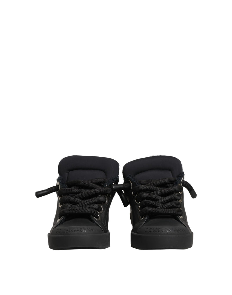 Sneakers basse Dolce & Gabbana Portofino in pelle nera