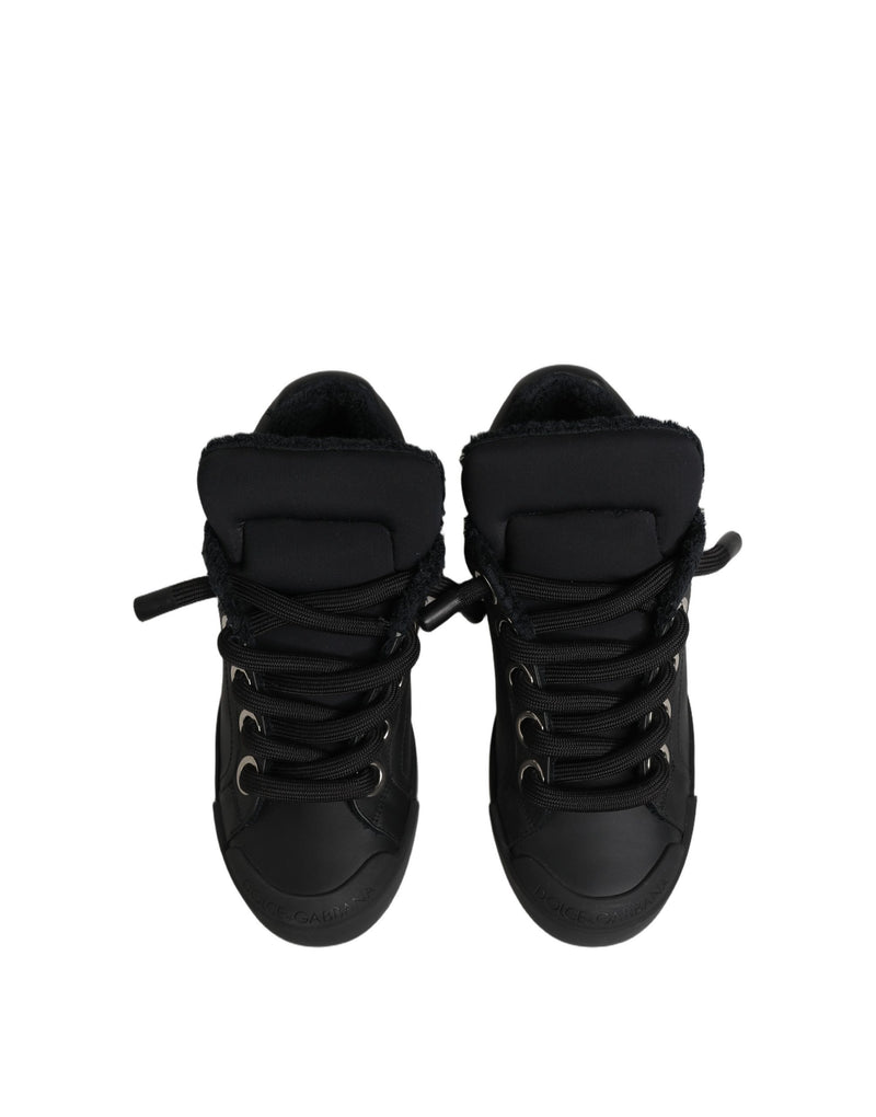 Sneakers basse Dolce & Gabbana Portofino in pelle nera