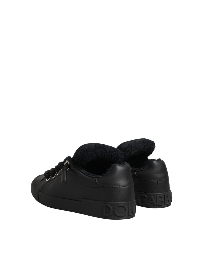 Sneakers basse Dolce & Gabbana Portofino in pelle nera