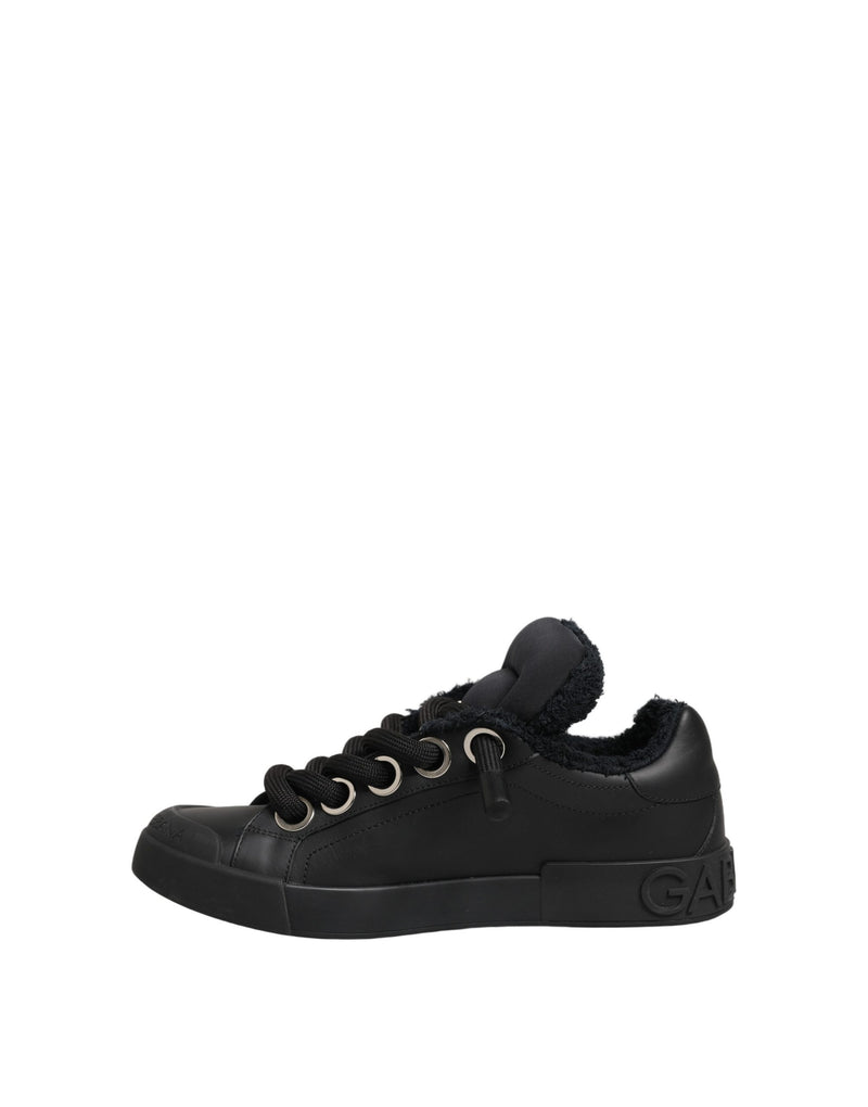 Sneakers basse Dolce & Gabbana Portofino in pelle nera