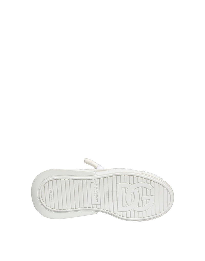 Tênis de cano baixo em couro de bezerro branco Dolce & Gabbana