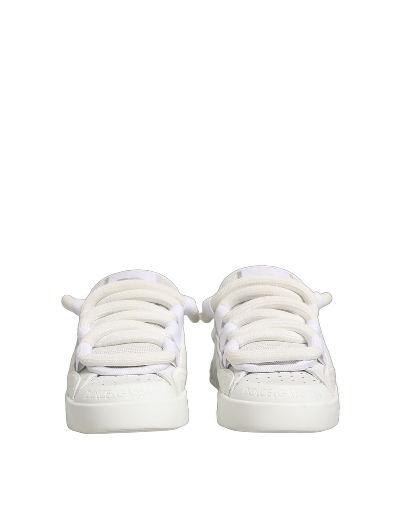 Tênis de cano baixo em couro de bezerro branco Dolce & Gabbana