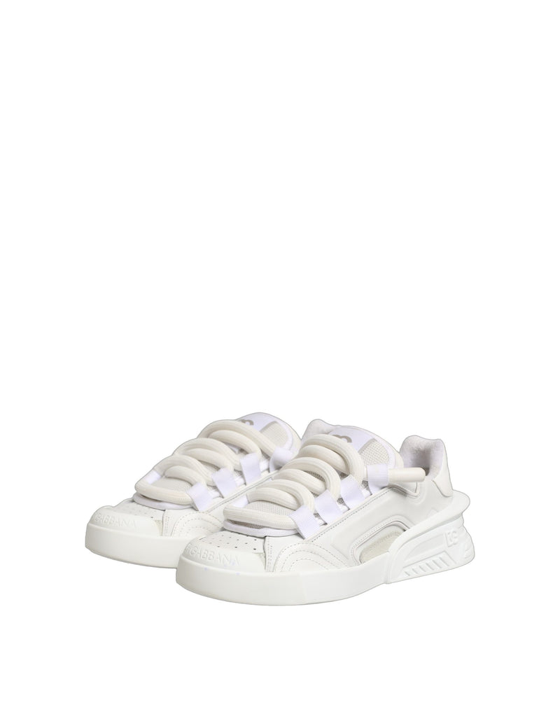 Tênis de cano baixo em couro de bezerro branco Dolce & Gabbana