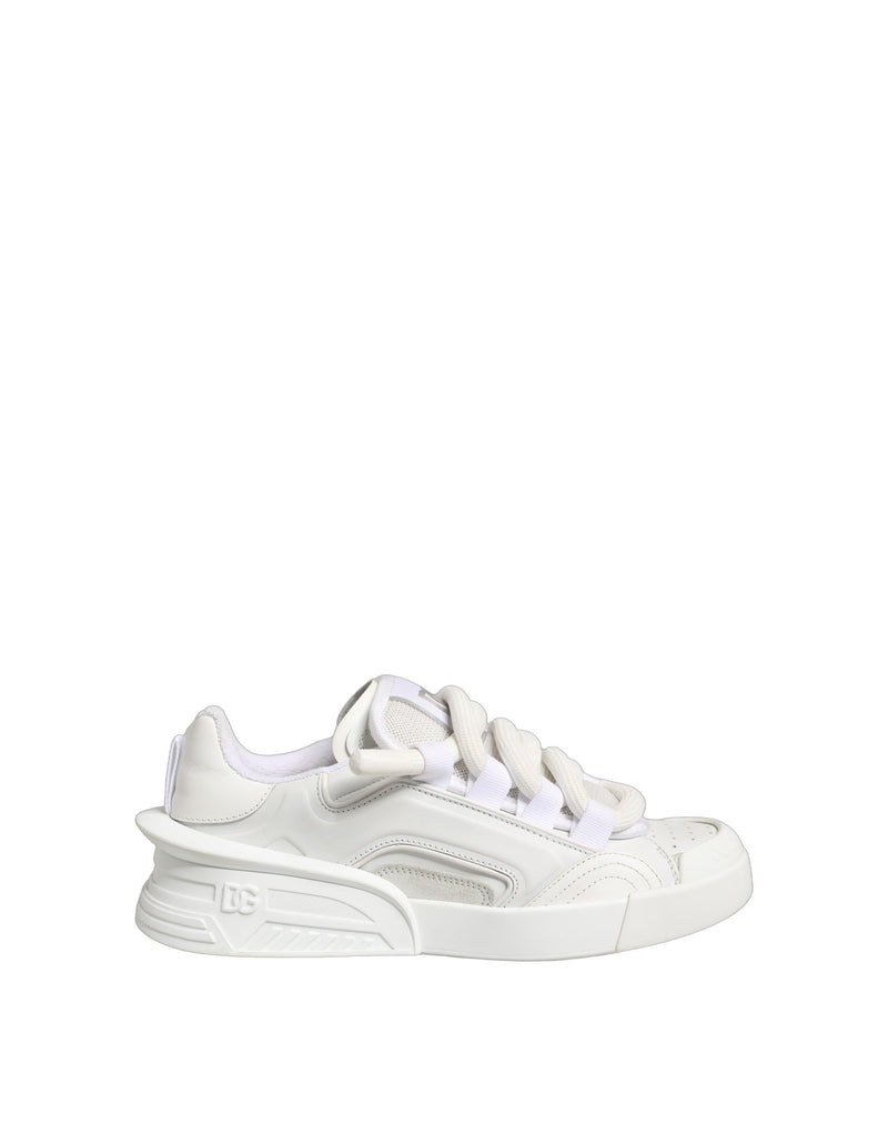 Tênis de cano baixo em couro de bezerro branco Dolce & Gabbana