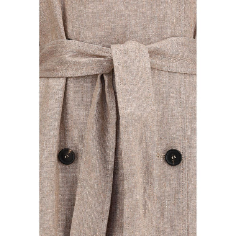 Brunello Cucinelli Multicolor Linen Trench Coat