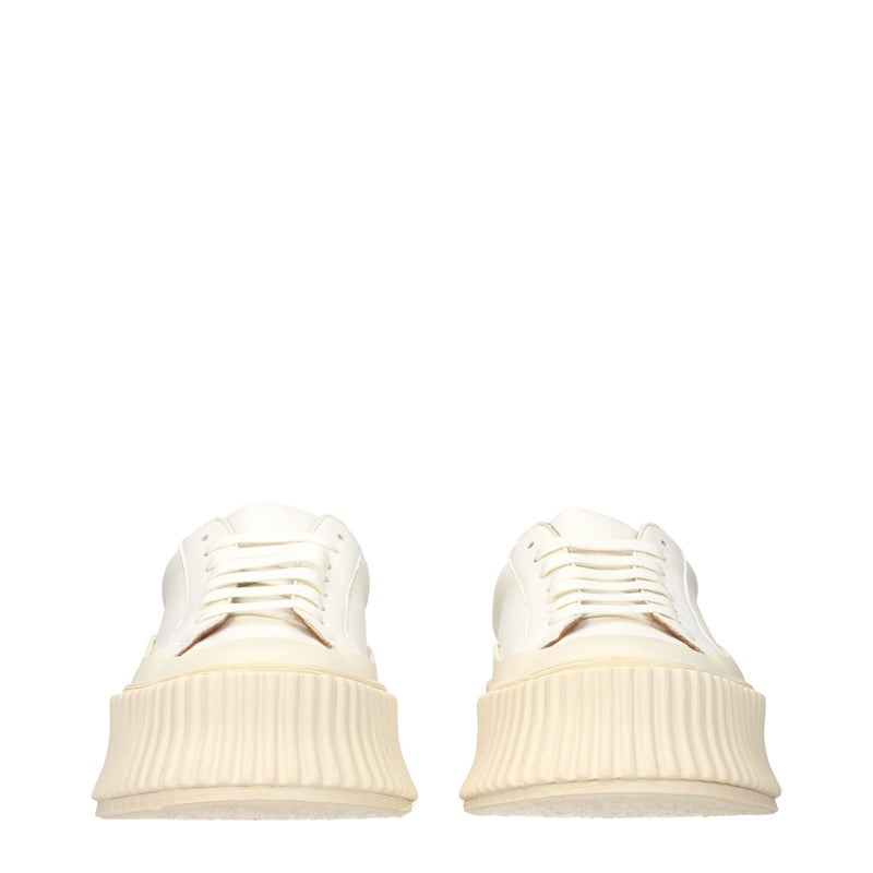 Jil Sander White Leather Platform Sneakers