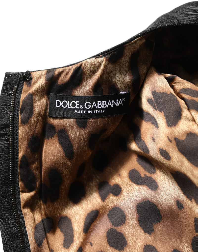 Abito svasato a trapezio Dolce & Gabbana nero in jacquard floreale