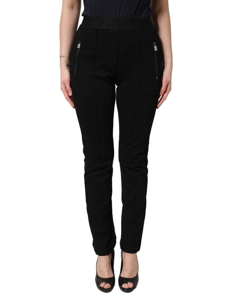 Pantalones pitillo negros de viscosa y tiro medio de Dolce & Gabbana
