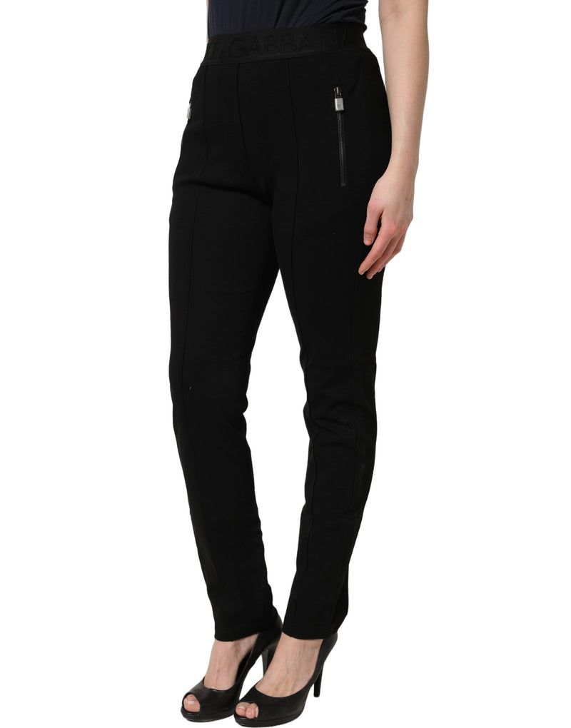 Pantalones pitillo negros de viscosa y tiro medio de Dolce & Gabbana
