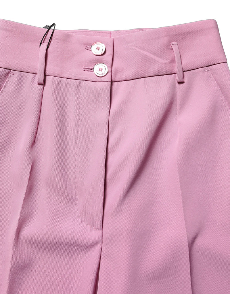 Pantaloni Dolce & Gabbana rosa in poliestere, a vita alta