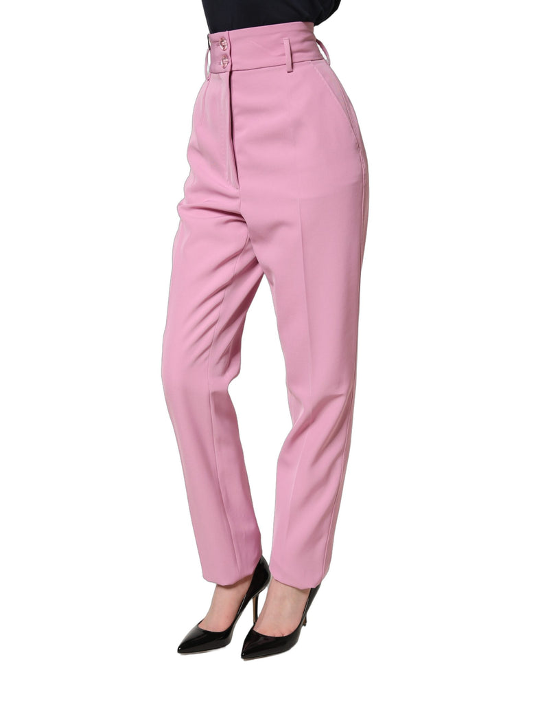 Pantaloni Dolce & Gabbana rosa in poliestere, a vita alta