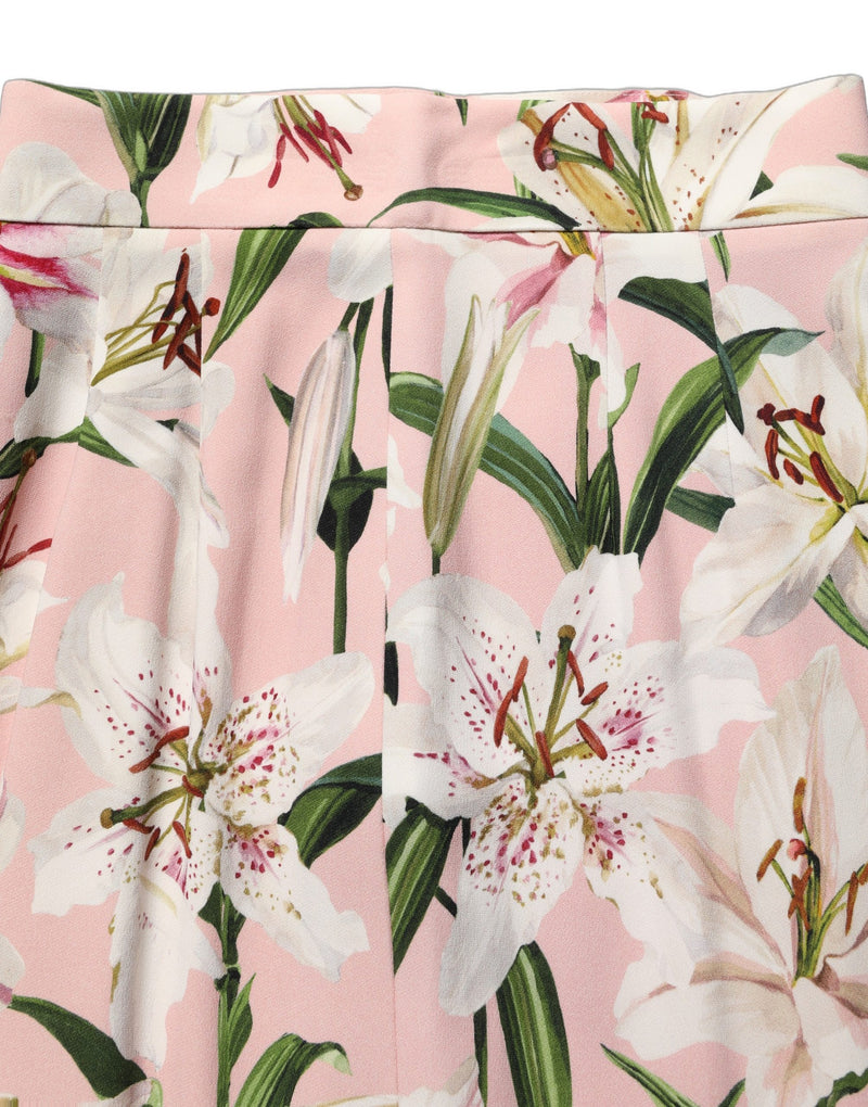 Jupe crayon taille haute rose à imprimé Lilium Dolce & Gabbana