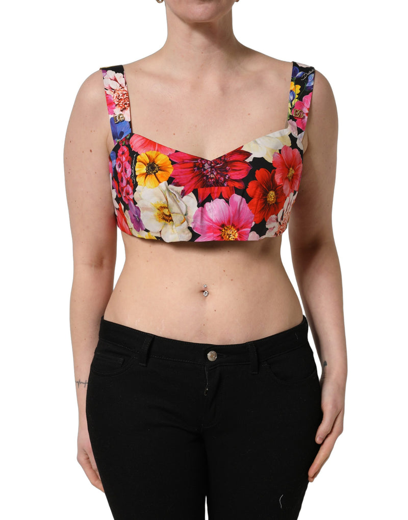 Top cropped bustiê Dolce & Gabbana com estampa floral multicolorida