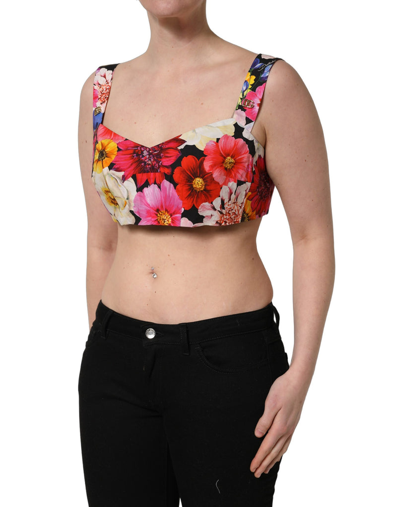 Top cropped bustiê Dolce & Gabbana com estampa floral multicolorida