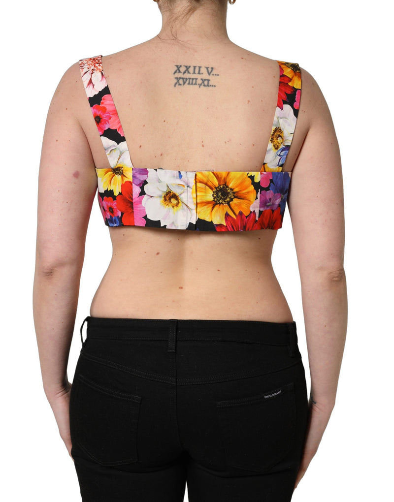 Top cropped bustiê Dolce & Gabbana com estampa floral multicolorida