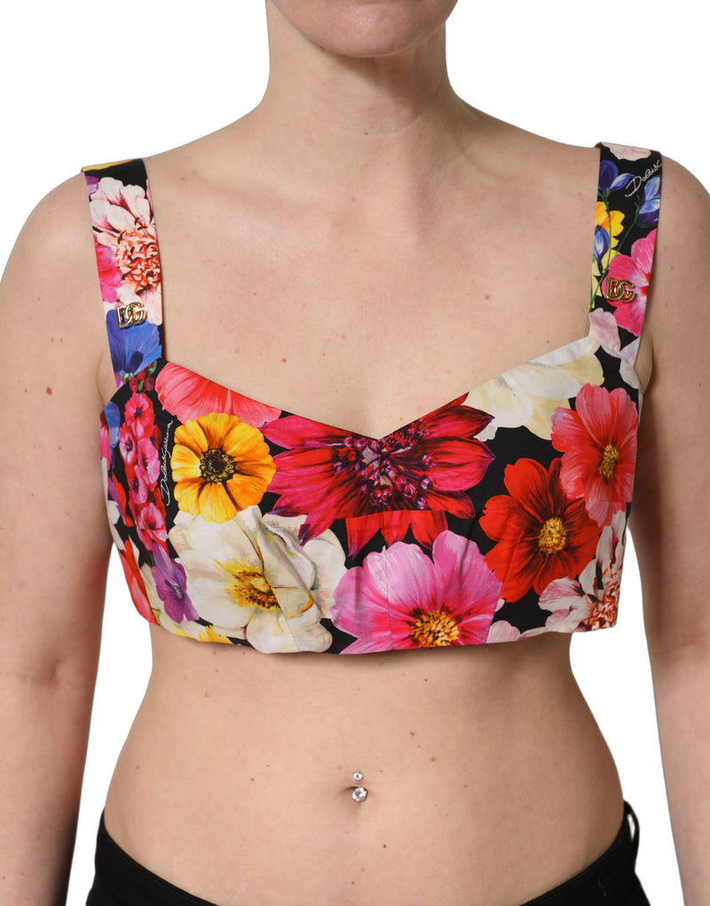 Top cropped bustiê Dolce & Gabbana com estampa floral multicolorida