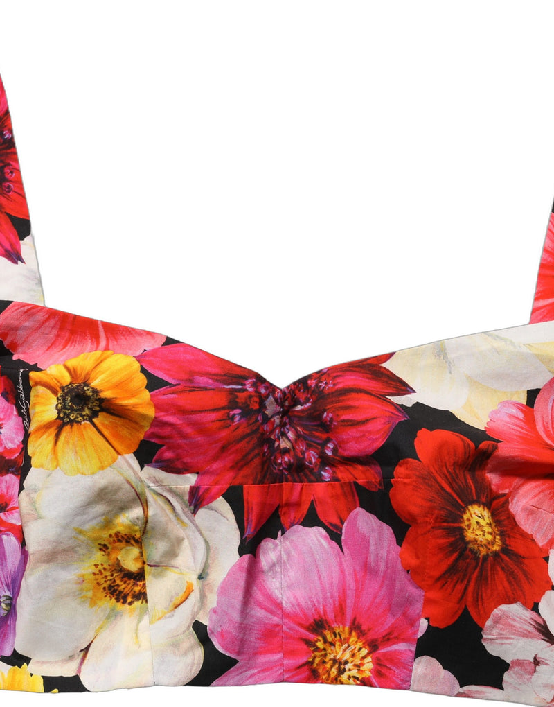 Top cropped bustiê Dolce & Gabbana com estampa floral multicolorida