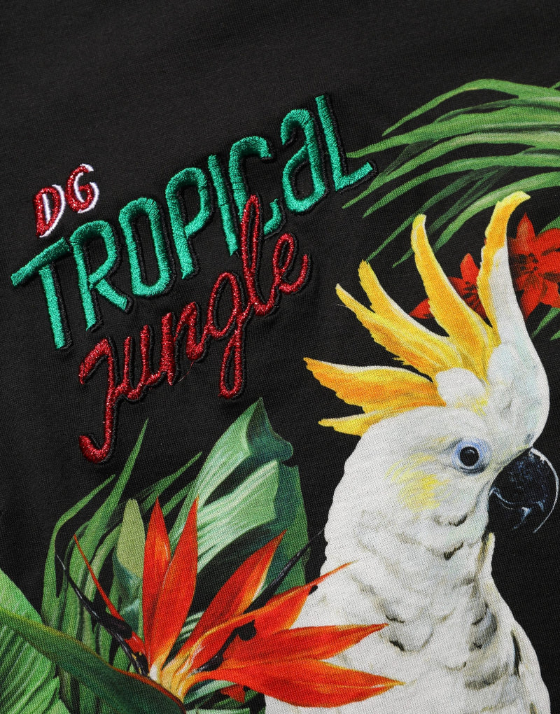 Dolce & Gabbana T-shirt girocollo in cotone nera con stampa tropicale