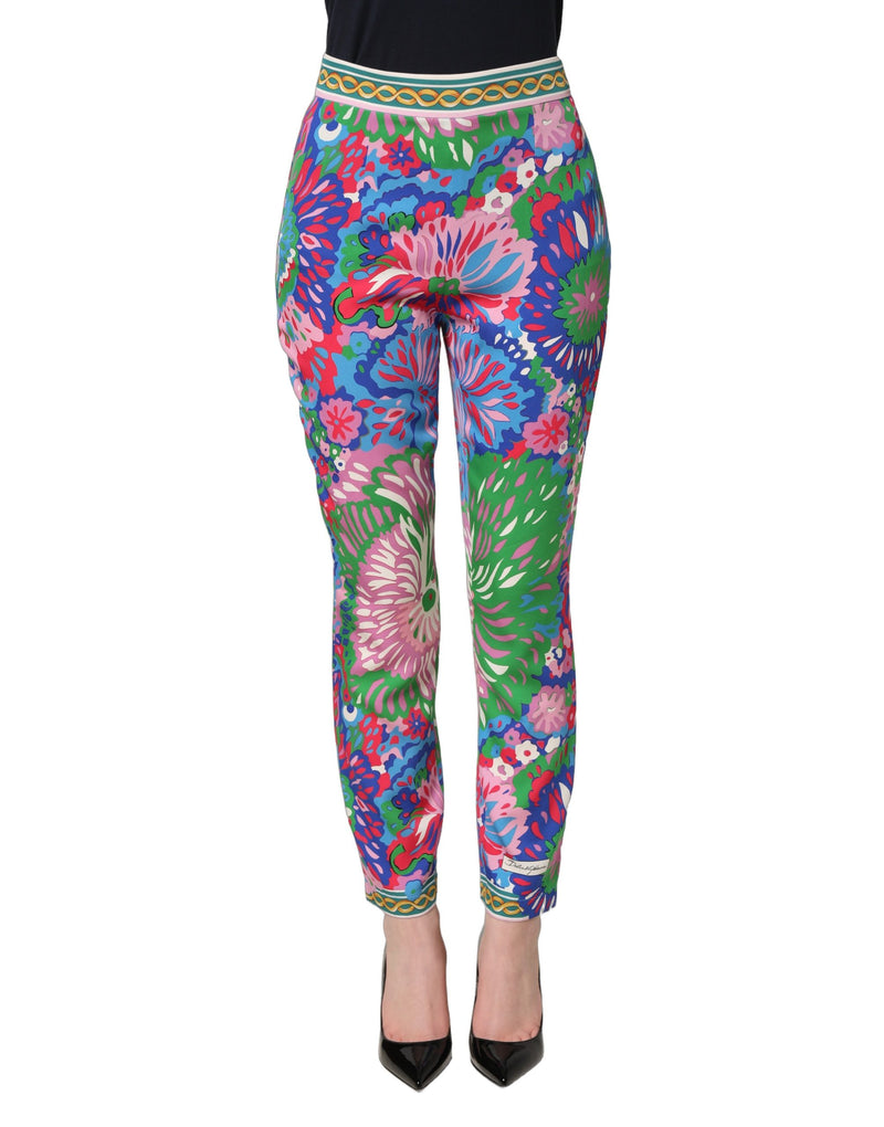 Calça legging Dolce & Gabbana de malha elástica com estampa floral multicolorida