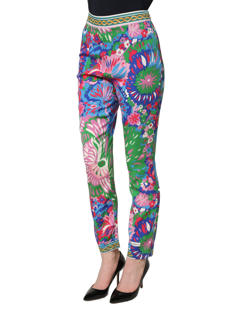 Calça legging Dolce & Gabbana de malha elástica com estampa floral multicolorida