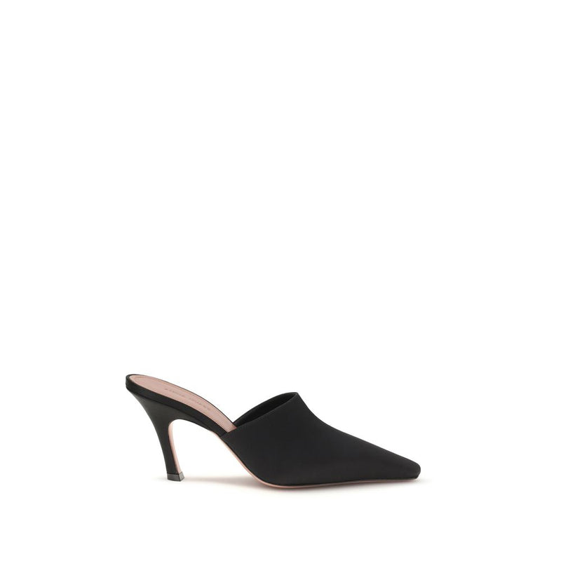 Amina Muaddi Black Silk Sandals