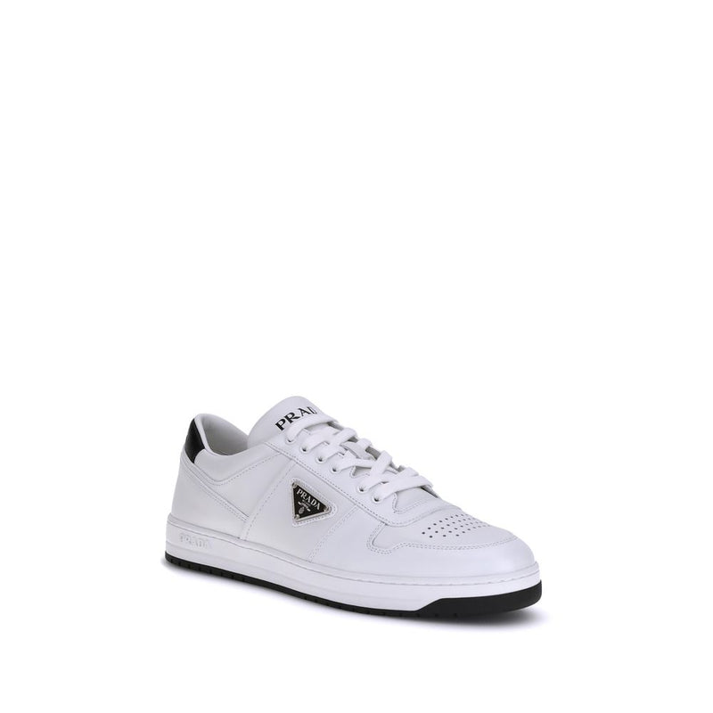 Prada White Calf Leather Bos Taurus Low Top Sneakers